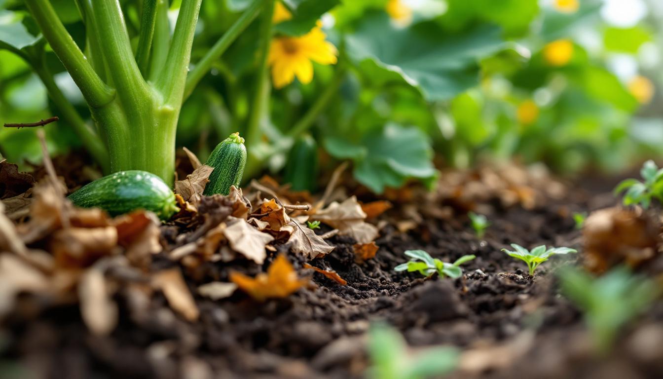 découvrez comment un paillis gratuit et riche en biodiversité a permis de sauver mon jardin de courgettes dévasté par la canicule, en boostant la biomasse du sol et en relançant la vie de façon naturelle.