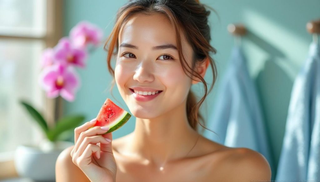 découvrez pourquoi frotter une pastèque sur son visage avant de dormir fait sensation ! les bienfaits inattendus de ce rituel naturel pour une peau éclatante vous surprendront au réveil.